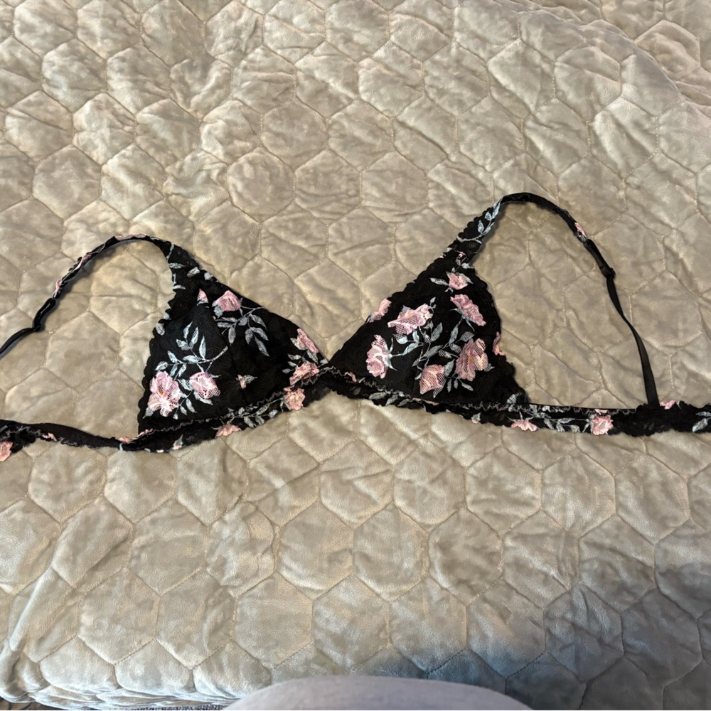 Victoria's Secret Black and Pink Floral Bralette